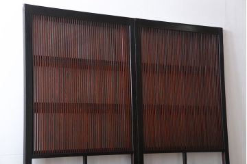 古民具・骨董 裏ガラス付き格子戸2枚セット