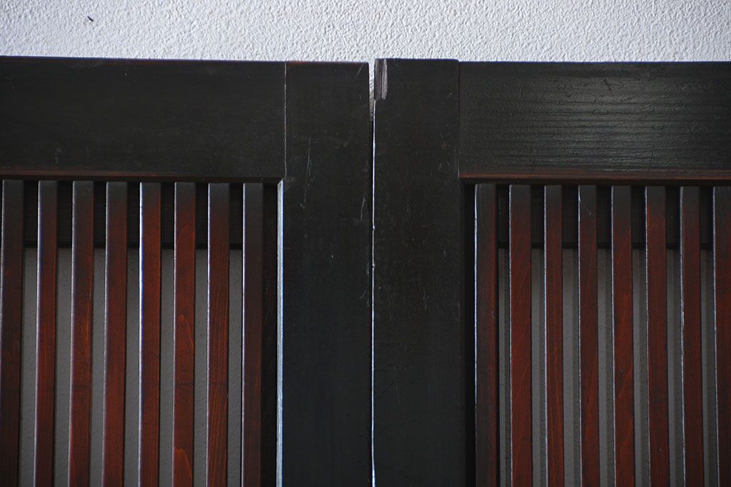 古民具・骨董 裏ガラス付き格子戸2枚セット