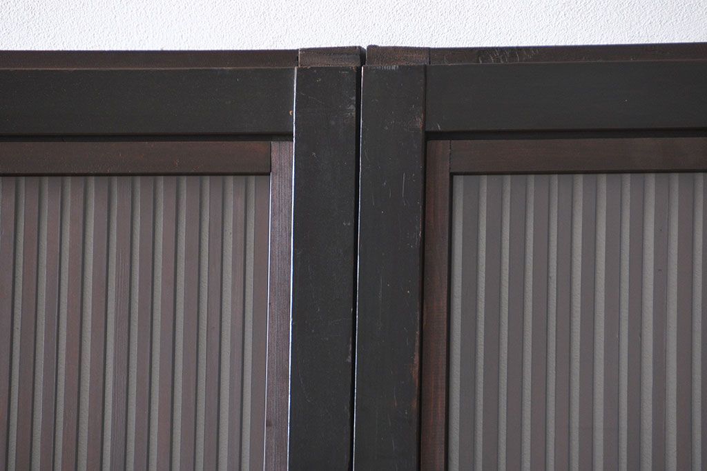 古民具・骨董 裏ガラス付き格子戸2枚セット