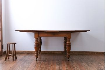 アンティーク家具　イギリスアンティーク オーク材　ドローリーフテーブル