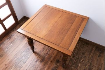 アンティーク家具　イギリスアンティーク オーク材　ドローリーフテーブル