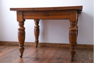 アンティーク家具　イギリスアンティーク オーク材　ドローリーフテーブル