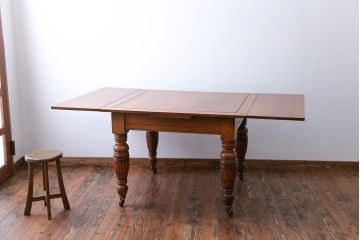 アンティーク家具　イギリスアンティーク オーク材　ドローリーフテーブル
