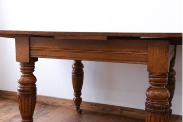 アンティーク家具　イギリスアンティーク オーク材　ドローリーフテーブル