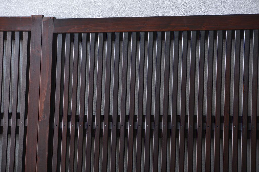 古民具・骨董 杉材!杢目が美しい裏ガラス付き格子戸4枚セット