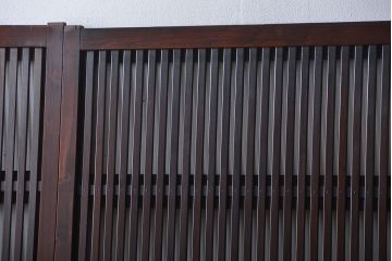 古民具・骨董 杉材!杢目が美しい裏ガラス付き格子戸4枚セット