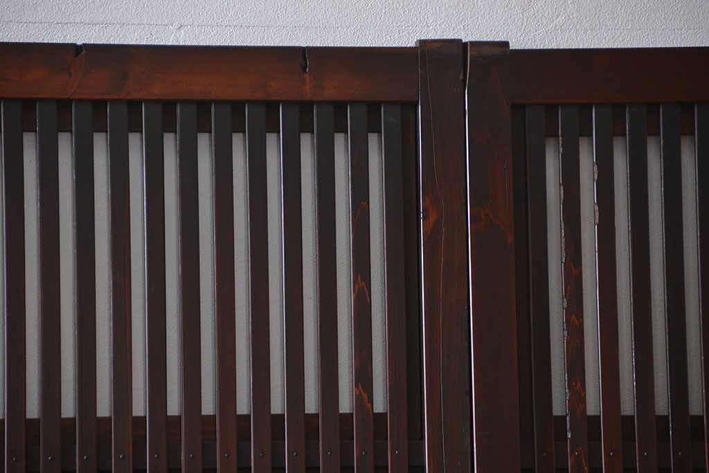 古民具・骨董 杉材!杢目が美しい裏ガラス付き格子戸4枚セット