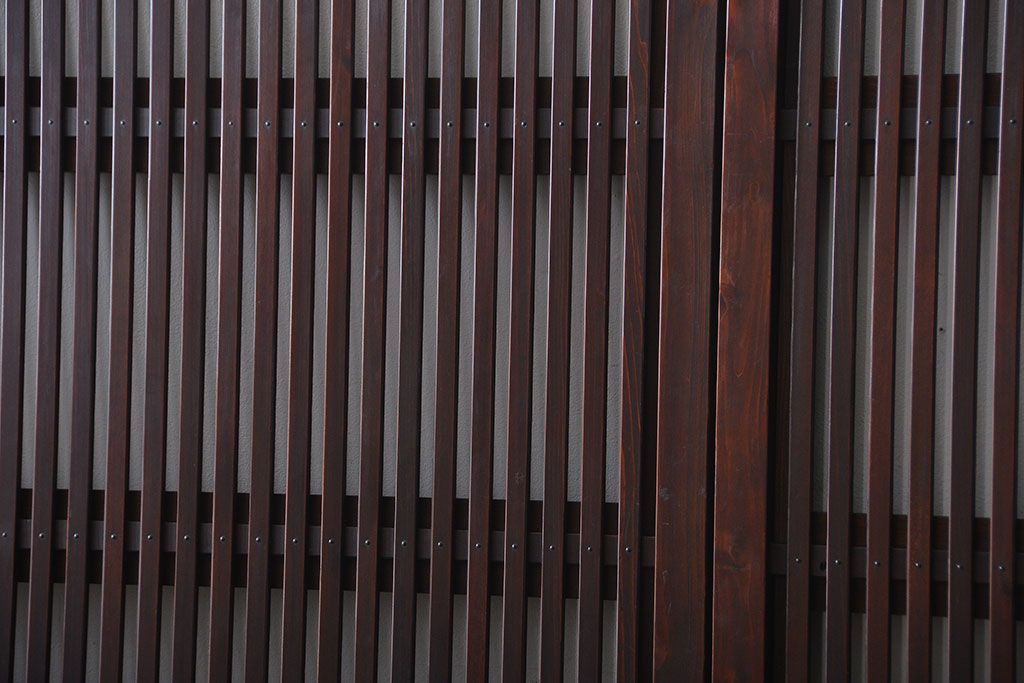 古民具・骨董 杉材!杢目が美しい裏ガラス付き格子戸4枚セット