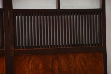 古民具・骨董 杉材!杢目が美しい裏ガラス付き格子戸4枚セット