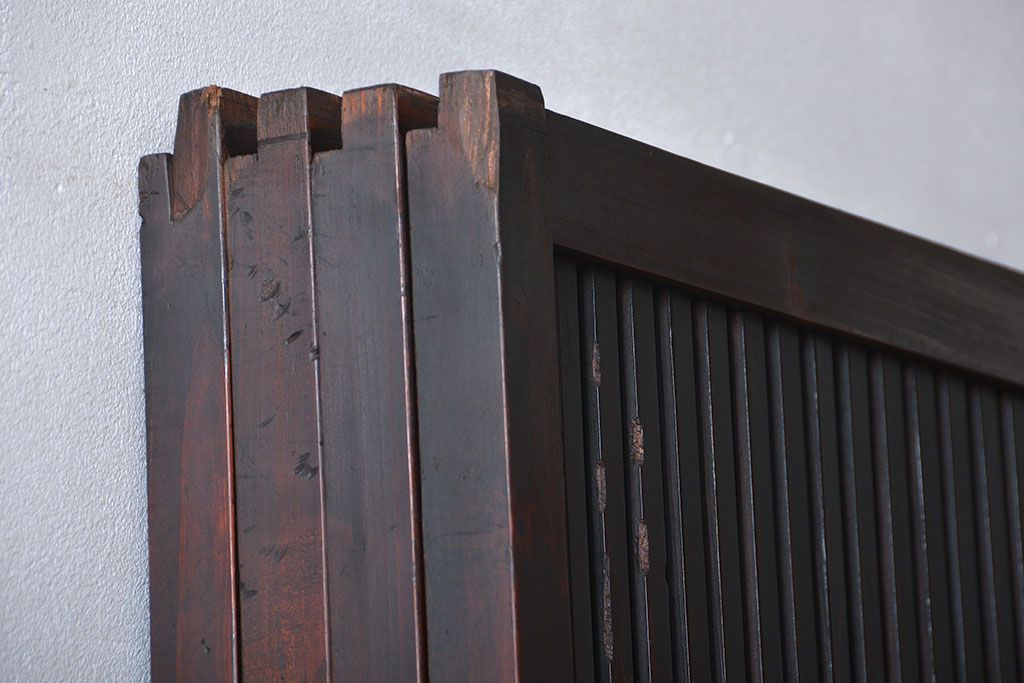 古民具・骨董 杉材!杢目が美しい裏ガラス付き格子戸4枚セット