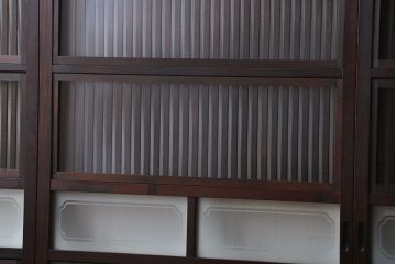 古民具・骨董 杉材!杢目が美しい裏ガラス付き格子戸4枚セット