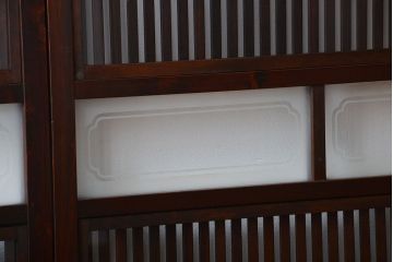 古民具・骨董 杉材!杢目が美しい裏ガラス付き格子戸4枚セット