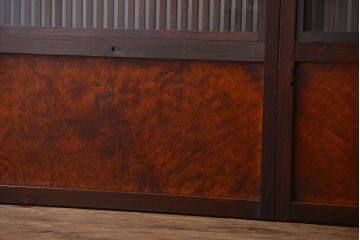 古民具・骨董 杉材!杢目が美しい裏ガラス付き格子戸4枚セット