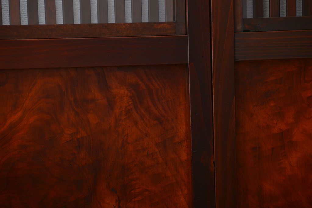 古民具・骨董 杉材!杢目が美しい裏ガラス付き格子戸4枚セット