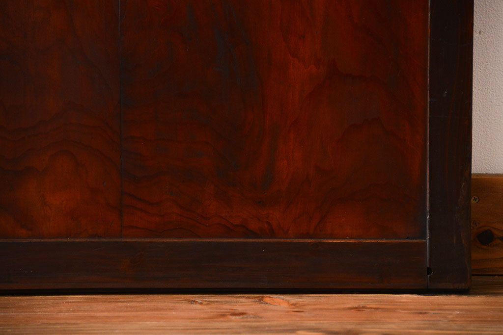 古民具・骨董 杉材!杢目が美しい裏ガラス付き格子戸4枚セット