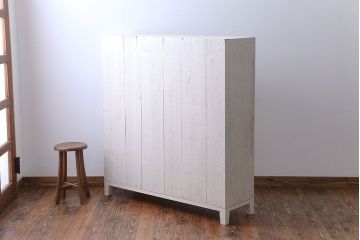 アンティーク家具　アンティークペイント　ネームプレート付きマス目棚