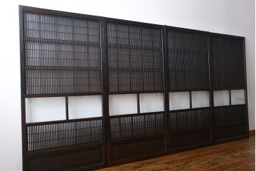 古民具・骨董 シックな裏障子付き格子戸4枚セット(2)