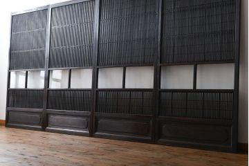 古民具・骨董 シックな裏障子付き格子戸4枚セット(2)