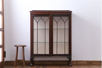 アンティーク家具　イギリスアンティーク 猫脚ガラスケース