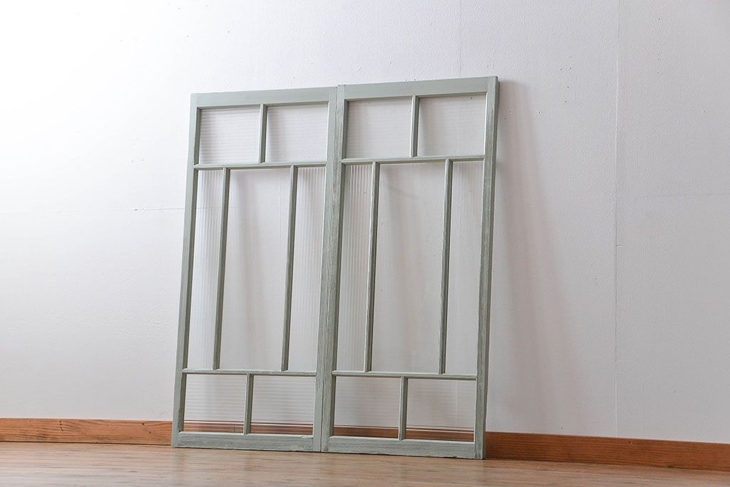 アンティークペイント　モールガラス戸2枚セット(窓)