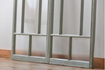 アンティークペイント　モールガラス戸2枚セット(窓)