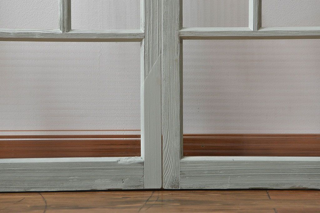 アンティークペイント　モールガラス戸2枚セット(窓)