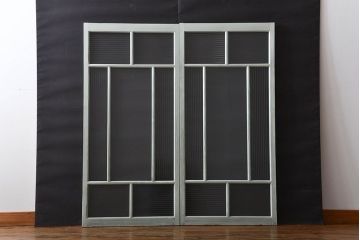 アンティークペイント　モールガラス戸2枚セット(窓)