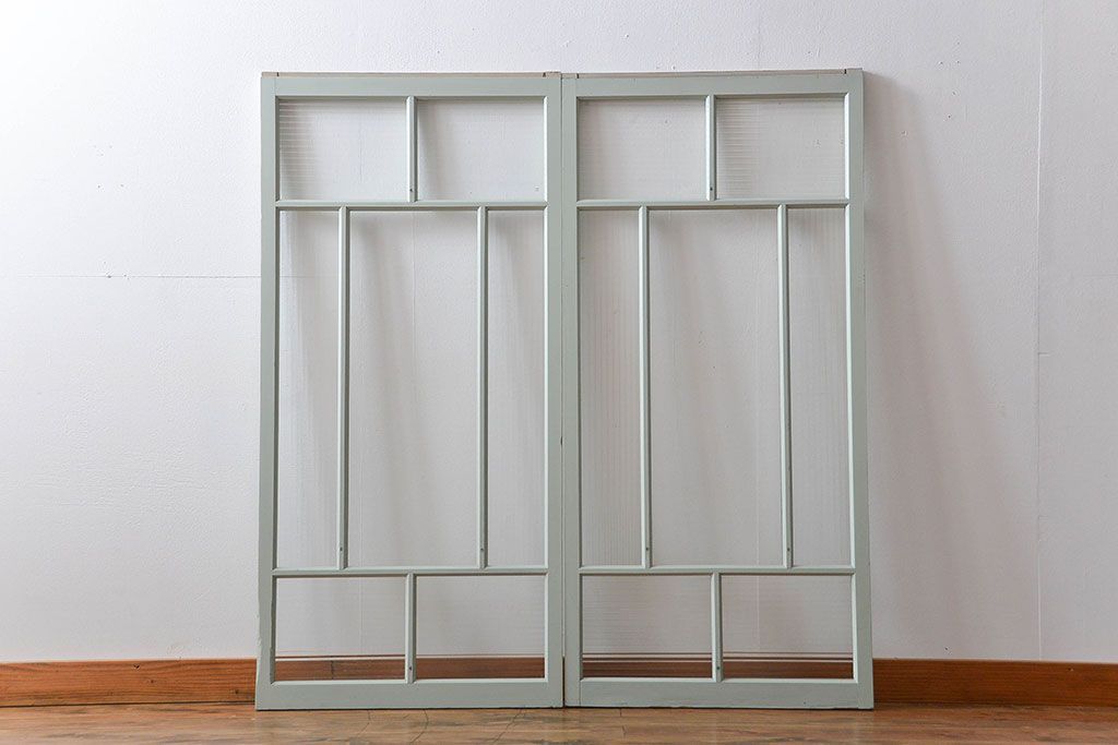 アンティークペイント　モールガラス戸2枚セット(窓)