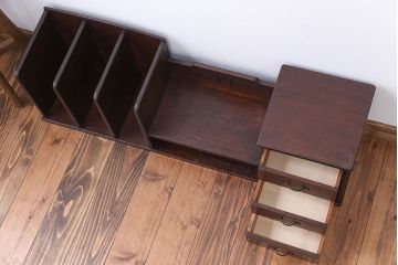 アンティーク家具　引き出し付き!透かし彫りがお洒落な大きな本立て