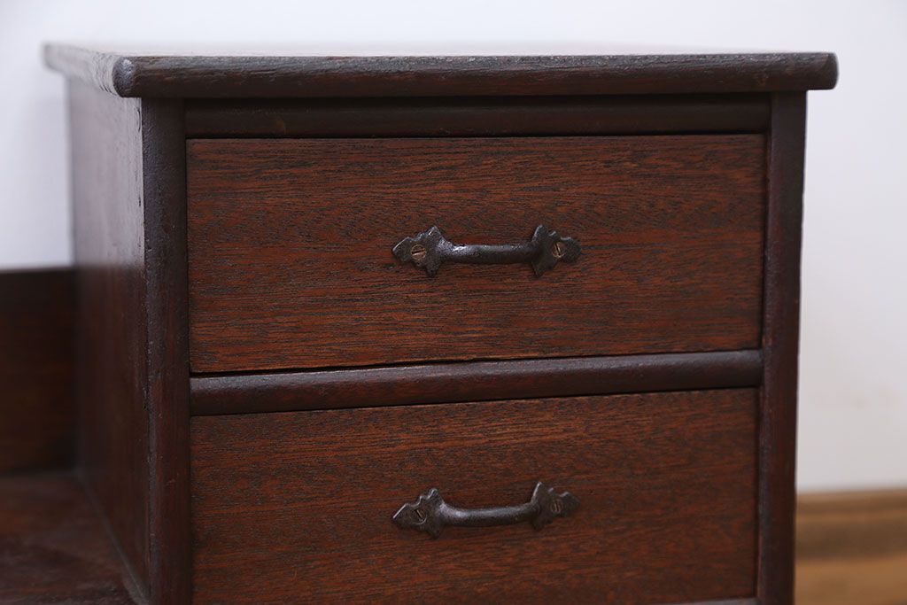 アンティーク家具　引き出し付き!透かし彫りがお洒落な大きな本立て