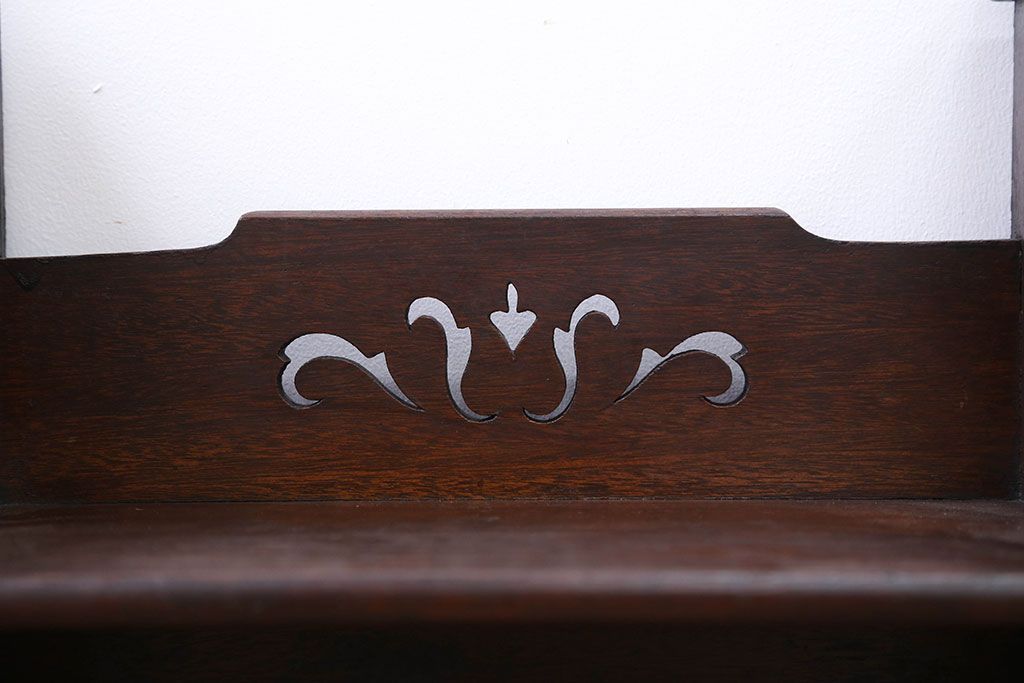 アンティーク家具　引き出し付き!透かし彫りがお洒落な大きな本立て