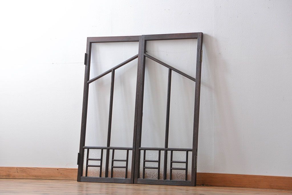 大正ロマン　両開きダイヤガラス扉(窓)