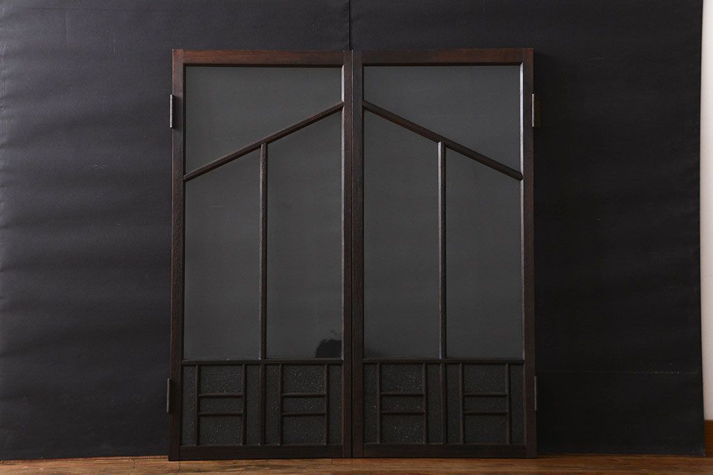 大正ロマン　両開きダイヤガラス扉(窓)