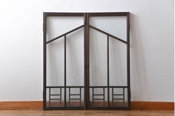 大正ロマン　両開きダイヤガラス扉(窓)