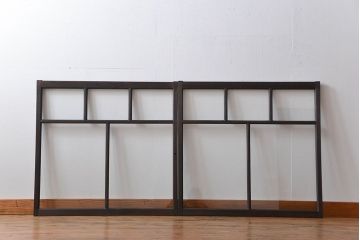大正ロマン　モダンな背の低いガラス戸2枚セット(窓)(1)
