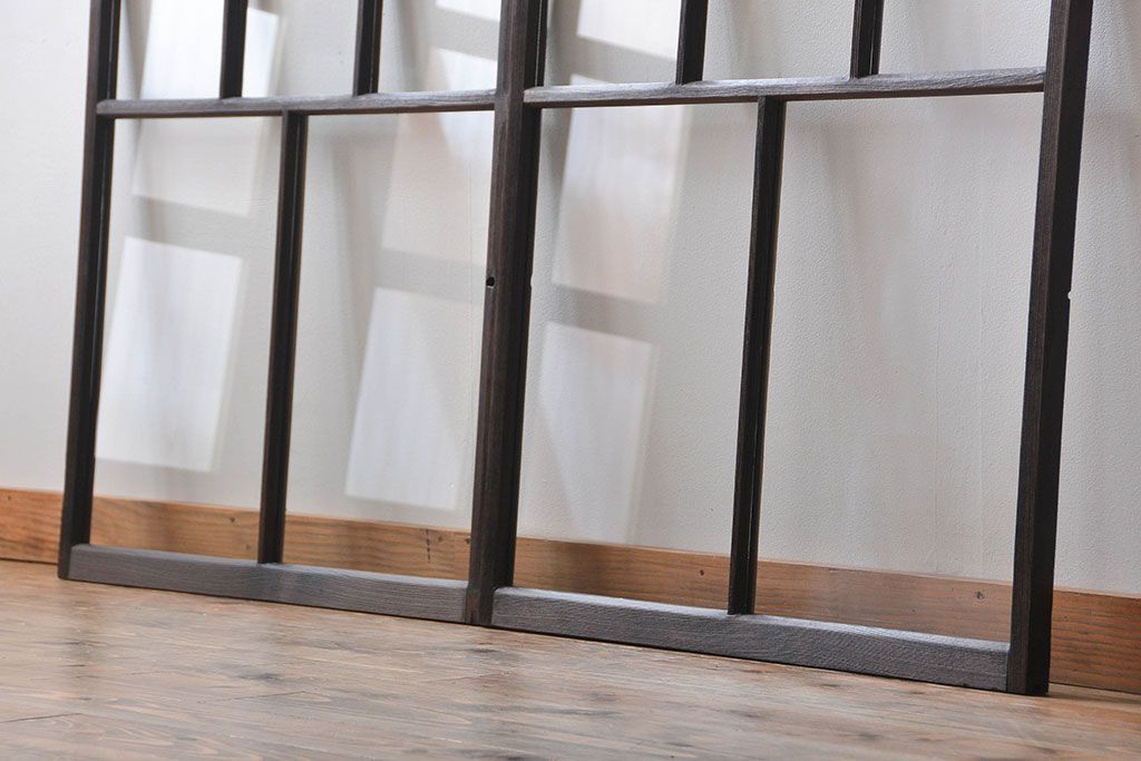 大正ロマン　モダンな背の低いガラス戸2枚セット(窓)(1)