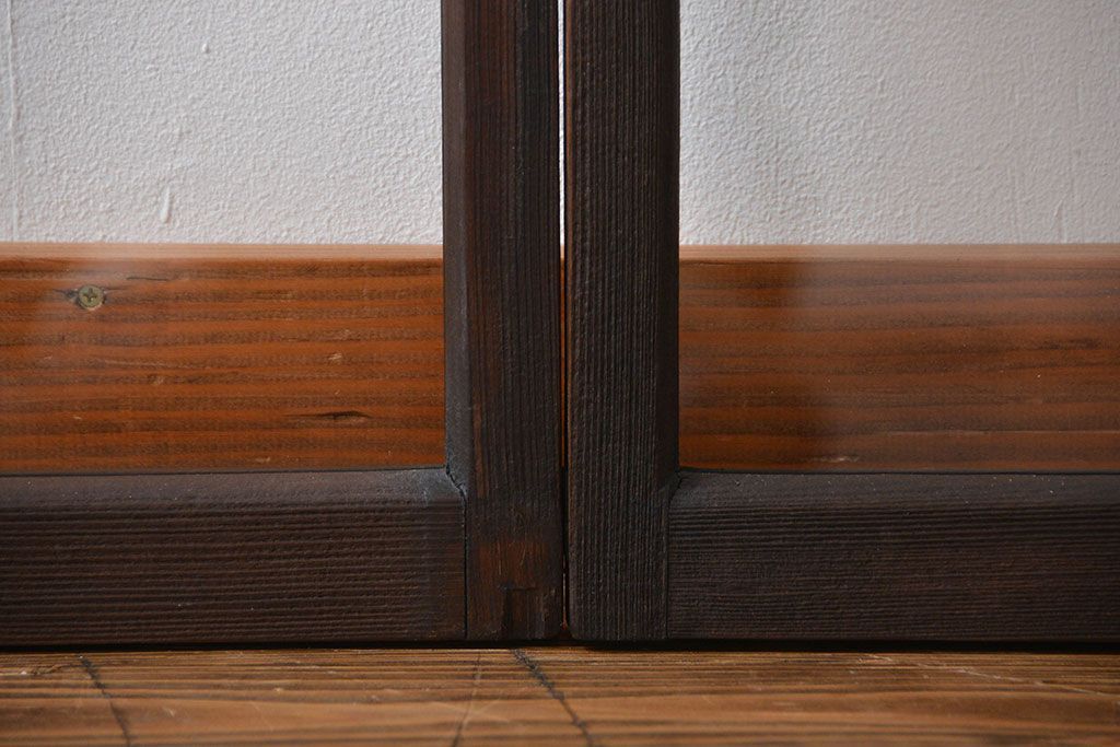 大正ロマン　モダンな背の低いガラス戸2枚セット(窓)(1)