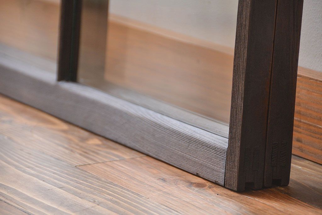 大正ロマン　モダンな背の低いガラス戸2枚セット(窓)(1)