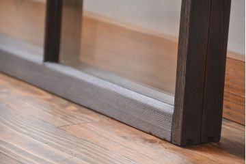 大正ロマン　モダンな背の低いガラス戸2枚セット(窓)(1)