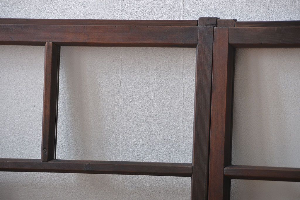 大正ロマン　モダンな背の低いガラス戸2枚セット(窓)(1)