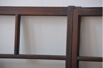 大正ロマン　モダンな背の低いガラス戸2枚セット(窓)(1)