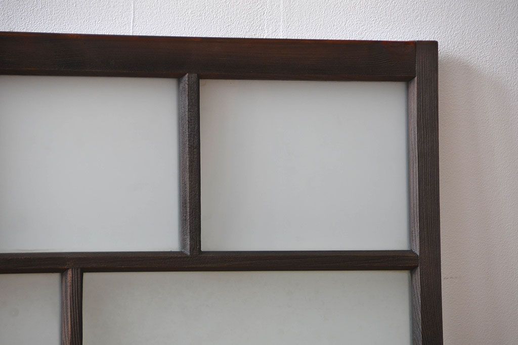 大正ロマン　モダンな背の低いガラス戸2枚(窓)