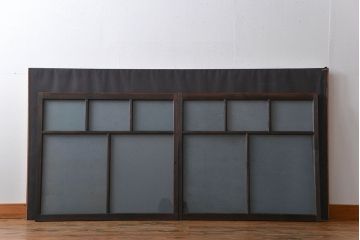 大正ロマン　モダンな背の低いガラス戸2枚(窓)