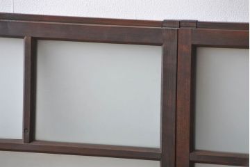 大正ロマン　モダンな背の低いガラス戸2枚(窓)