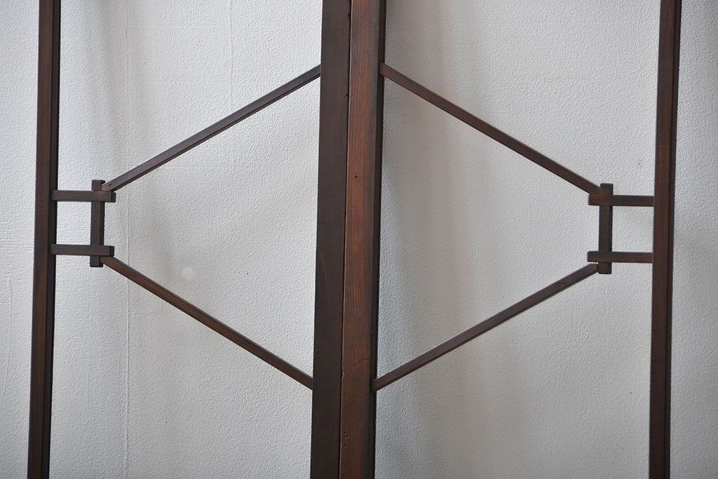 大正ロマン　モダンな背の低いガラス戸2枚セット(窓)(3)