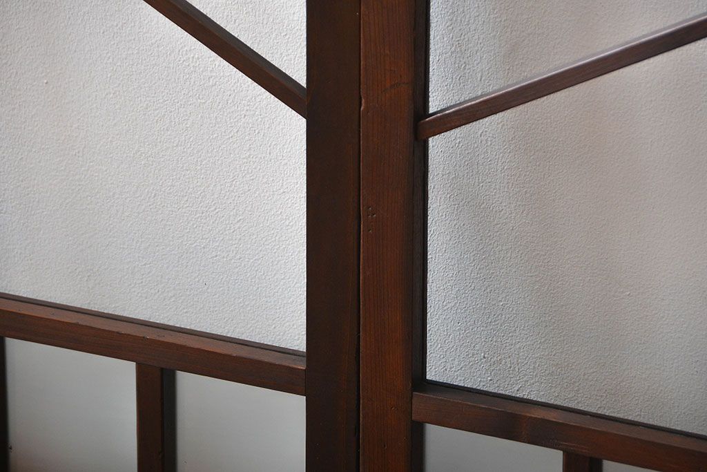 大正ロマン　モダンな背の低いガラス戸2枚セット(窓)(3)