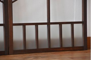 大正ロマン　モダンな背の低いガラス戸2枚セット(窓)(3)