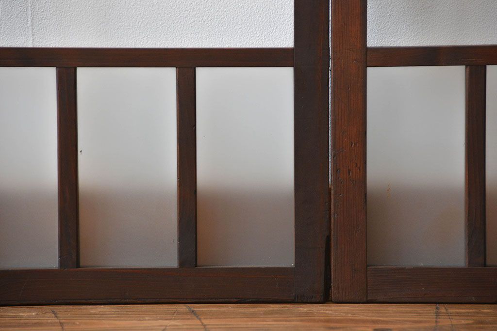 大正ロマン　モダンな背の低いガラス戸2枚セット(窓)(3)