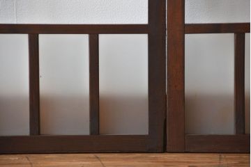 大正ロマン　モダンな背の低いガラス戸2枚セット(窓)(3)