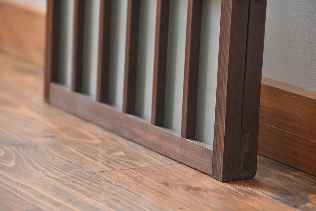 大正ロマン　モダンな背の低いガラス戸2枚セット(窓)(3)